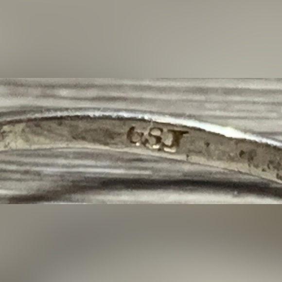 Sterling Silver Designer GSJ Blue Stone Solitaire Band Ring, Size 9, 2g - Picture 7 of 10